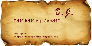 Dékány Jenő névjegykártya